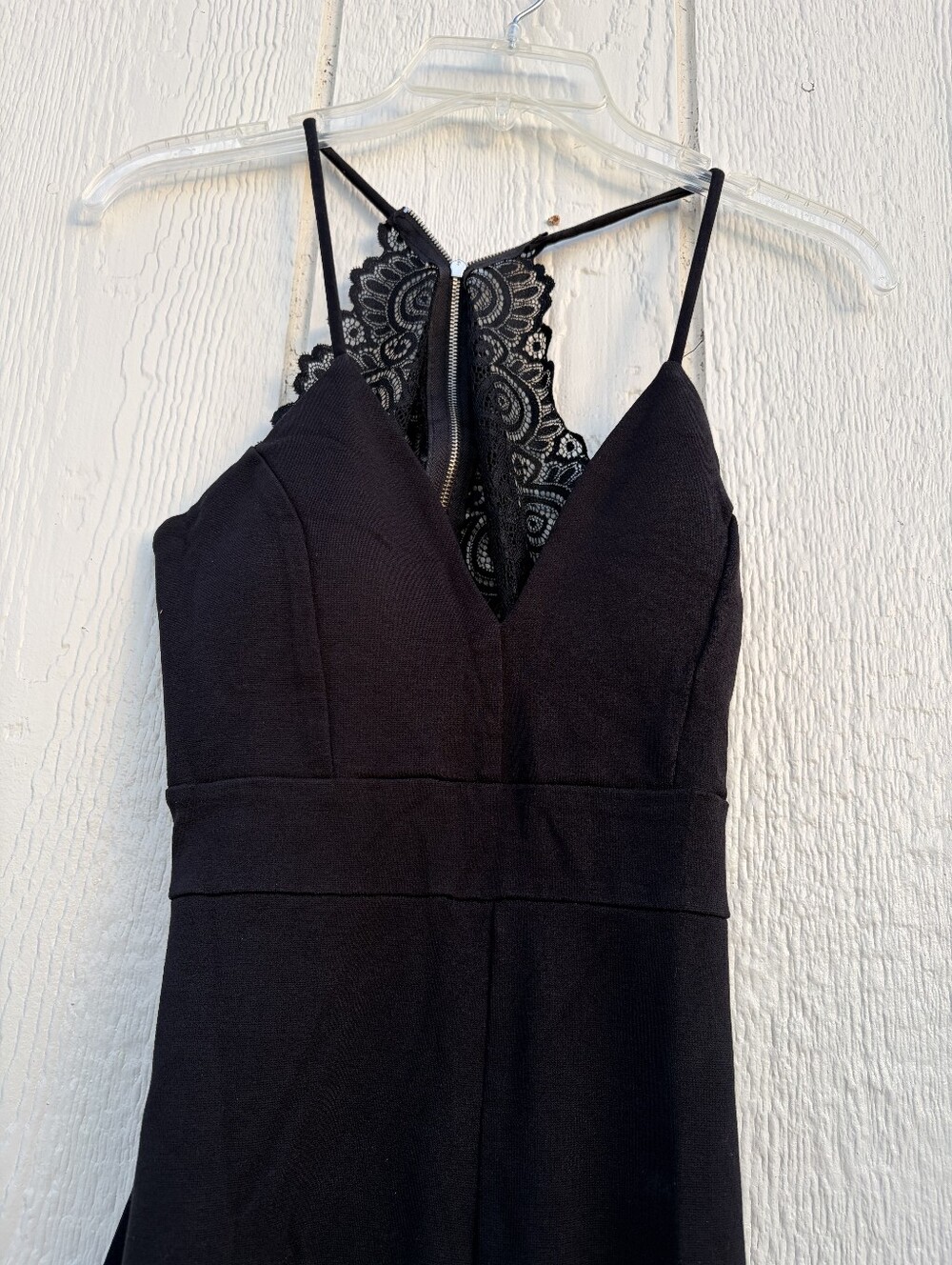 Cherry Mellow Lace-Trim Black Jumpsuit with Spaghetti Straps Women's Size L - Picture 7 of 14
